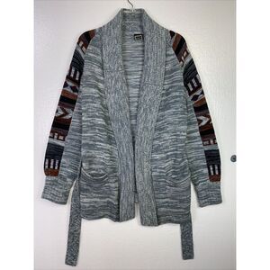 Ampersand Womens Sweater Sz S Southwest Aztec Gray‎ Open belt Cardigan Outdoor